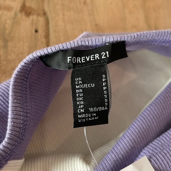 NWT Forever 21 Ribbed Colorblock Long Sleeve Crop Top Small 90s Y2K Square neck - Picture 8 of 8